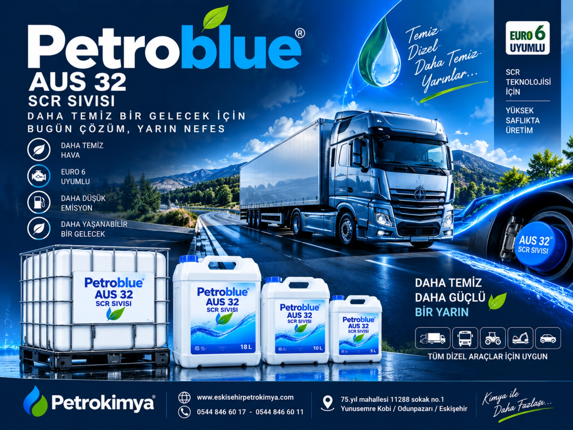 Petroblue AUS 32 SCR sıvısı ve ambalaj seçenekleri